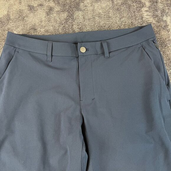 Lululemon ABC Warpstreme Men's Pants 33X26 Navy Blue Square Dot LM5AQXS - Picture 2 of 8